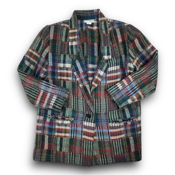 WILLOW RIDGE 90s Vintage Patchwork Plaid Blazer Academia Preppy Grannycore - Picture 11 of 16